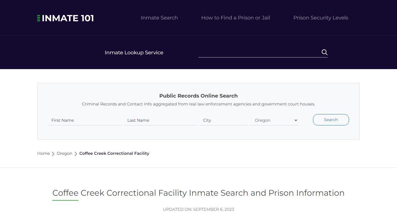 Coffee Creek Correctional Facility Inmate Search, Visitation, Phone no ...